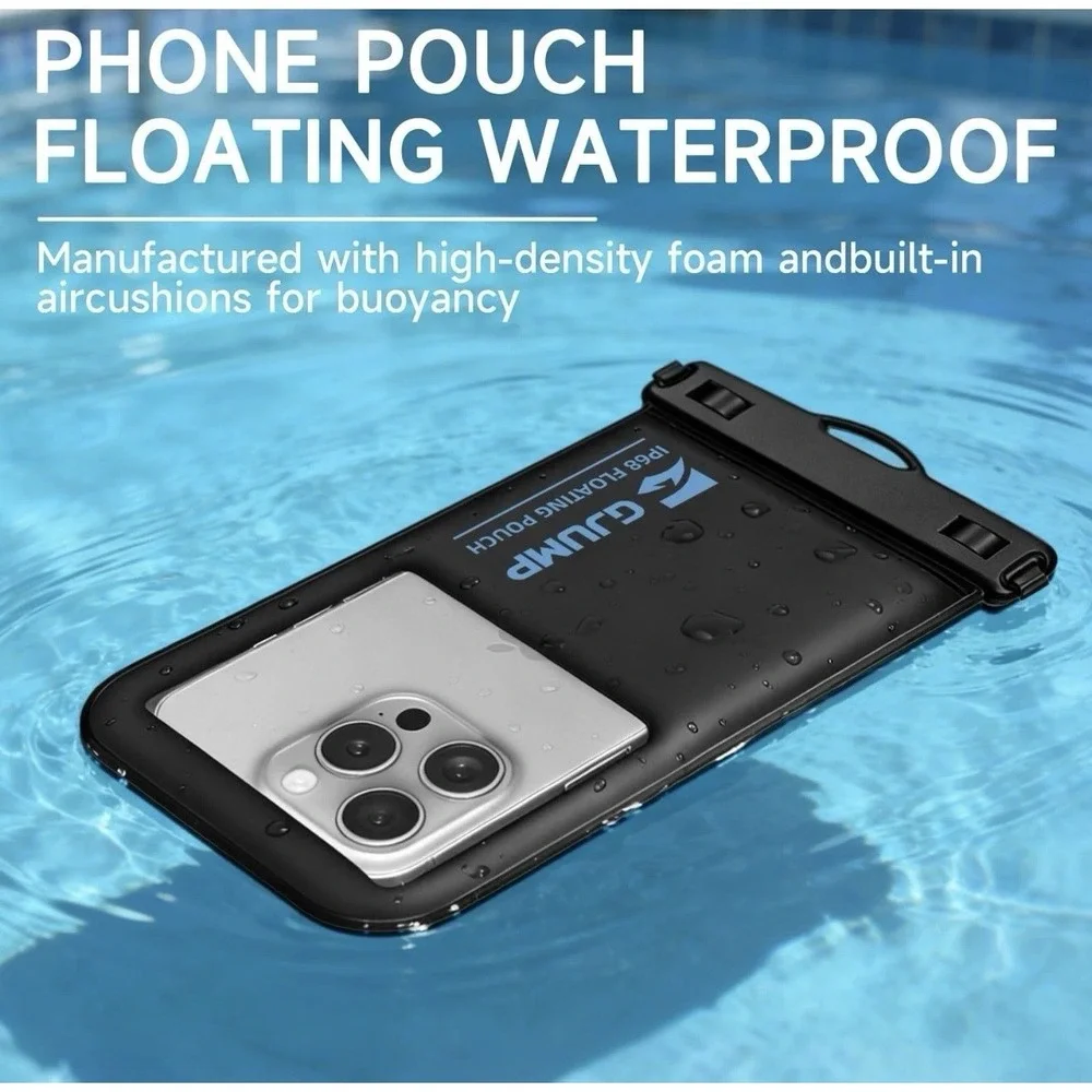 GJUMP Waterproof Phone Pouch Floating 2 Pack, IP68 Dry Bag Compatible Blue*2